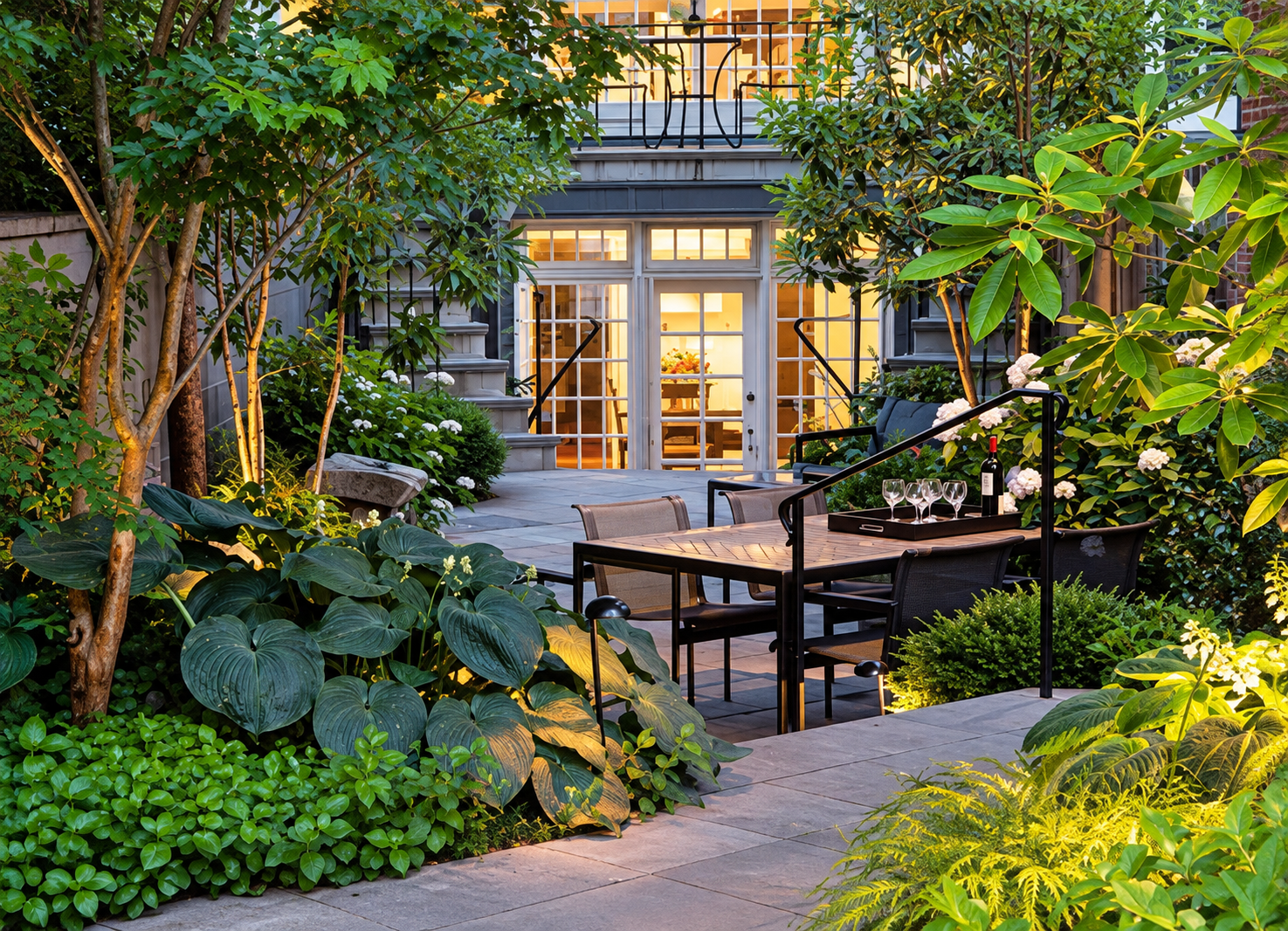Evening courtyard and garden